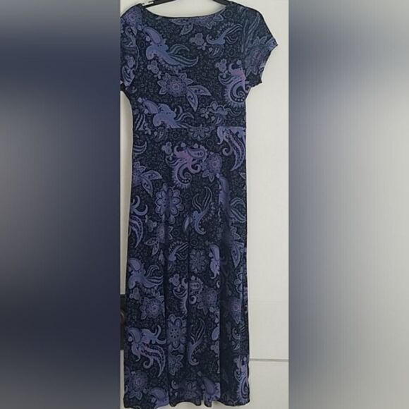 Croft&Barrow L Paisley Print Boho Shortsleeves Multicolored Long Women's Dress. - Picture 6 of 7